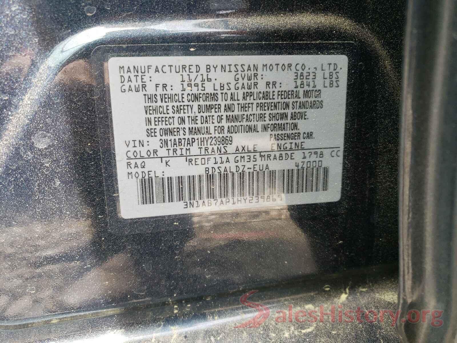 3N1AB7AP1HY239869 2017 NISSAN SENTRA