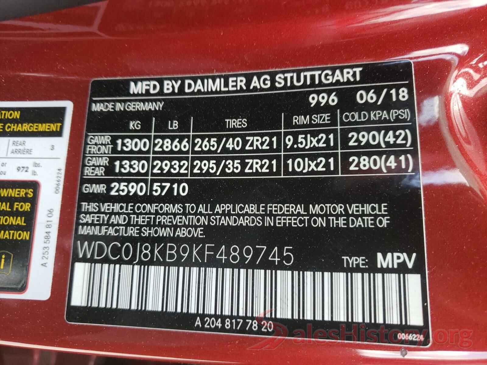 WDC0J8KB9KF489745 2019 MERCEDES-BENZ G CLASS