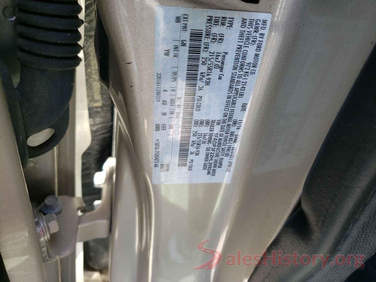 1FADP3F22HL209246 2017 FORD FOCUS