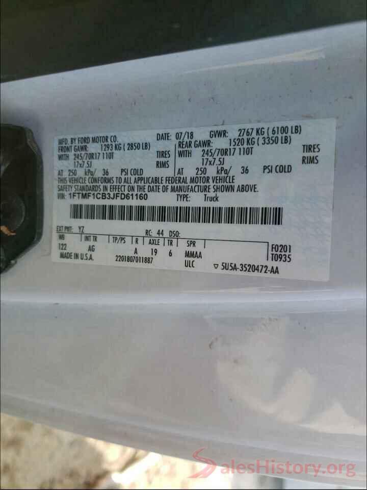 1FTMF1CB3JFD61160 2018 FORD F150