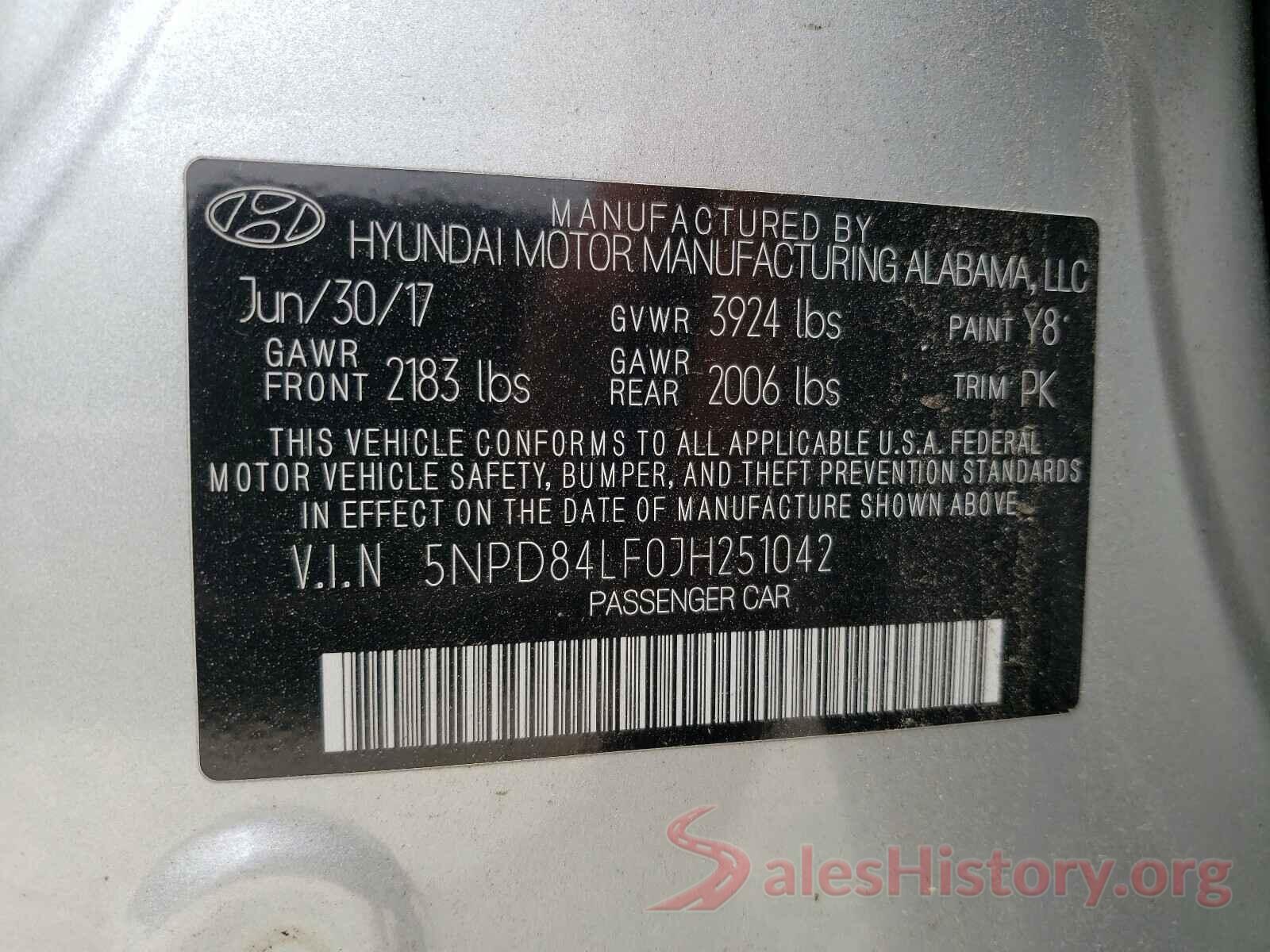 5NPD84LF0JH251042 2018 HYUNDAI ELANTRA