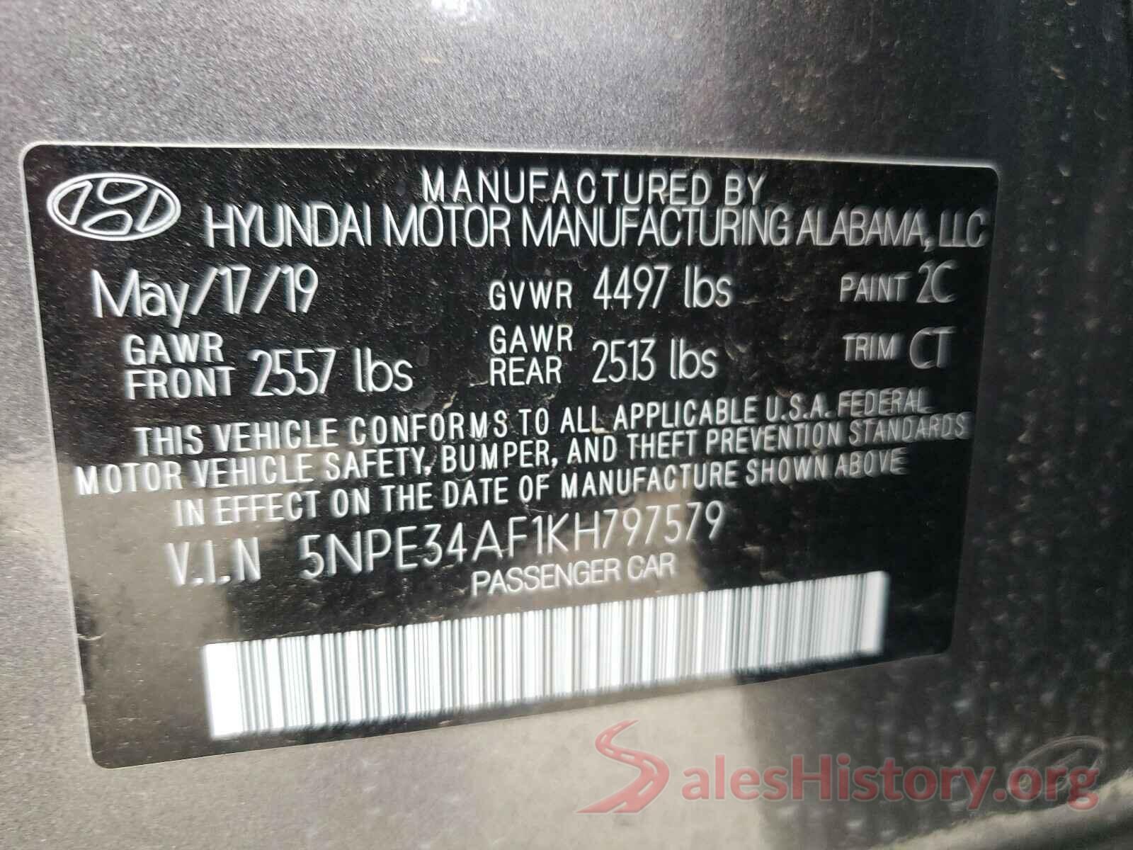 5NPE34AF1KH797579 2019 HYUNDAI SONATA