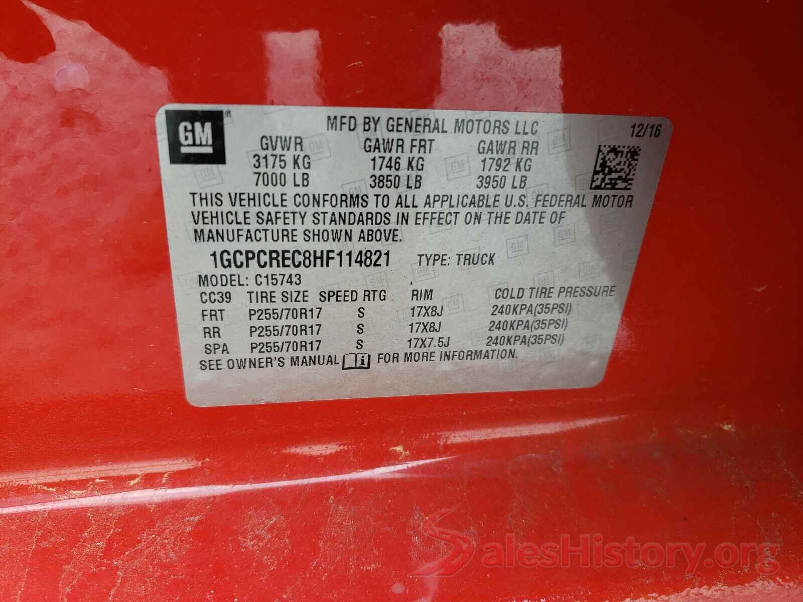 1GCPCREC8HF114821 2017 CHEVROLET SILVERADO