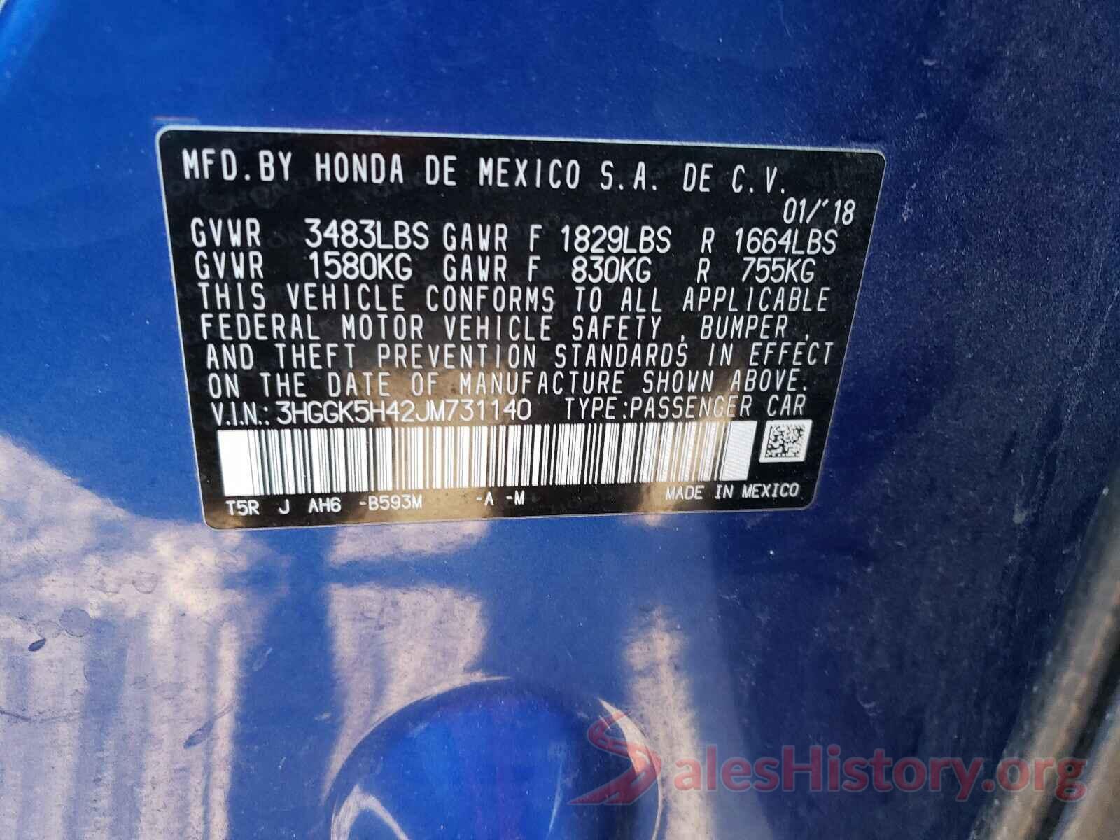 3HGGK5H42JM731140 2018 HONDA FIT