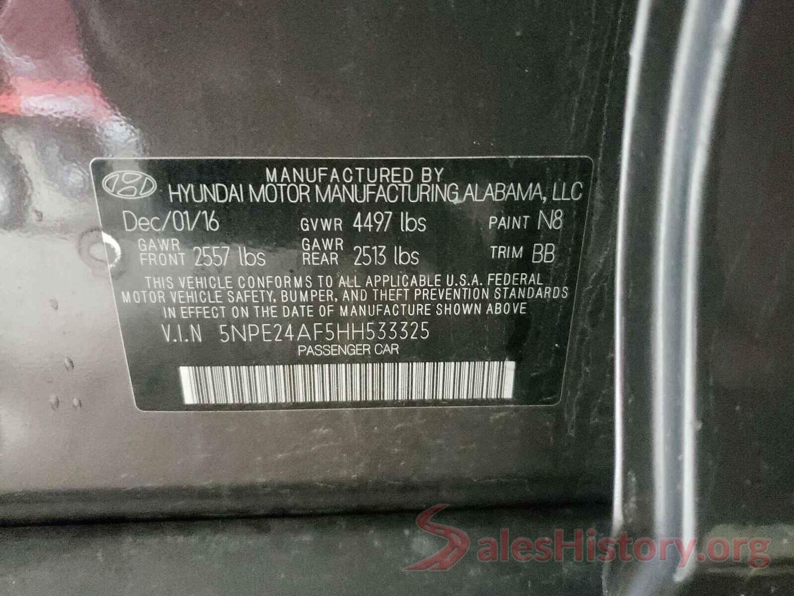 5NPE24AF5HH533325 2017 HYUNDAI SONATA