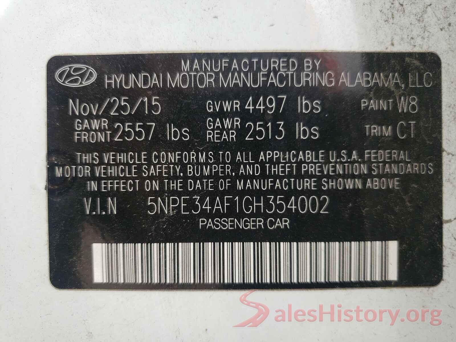 5NPE34AF1GH354002 2016 HYUNDAI SONATA