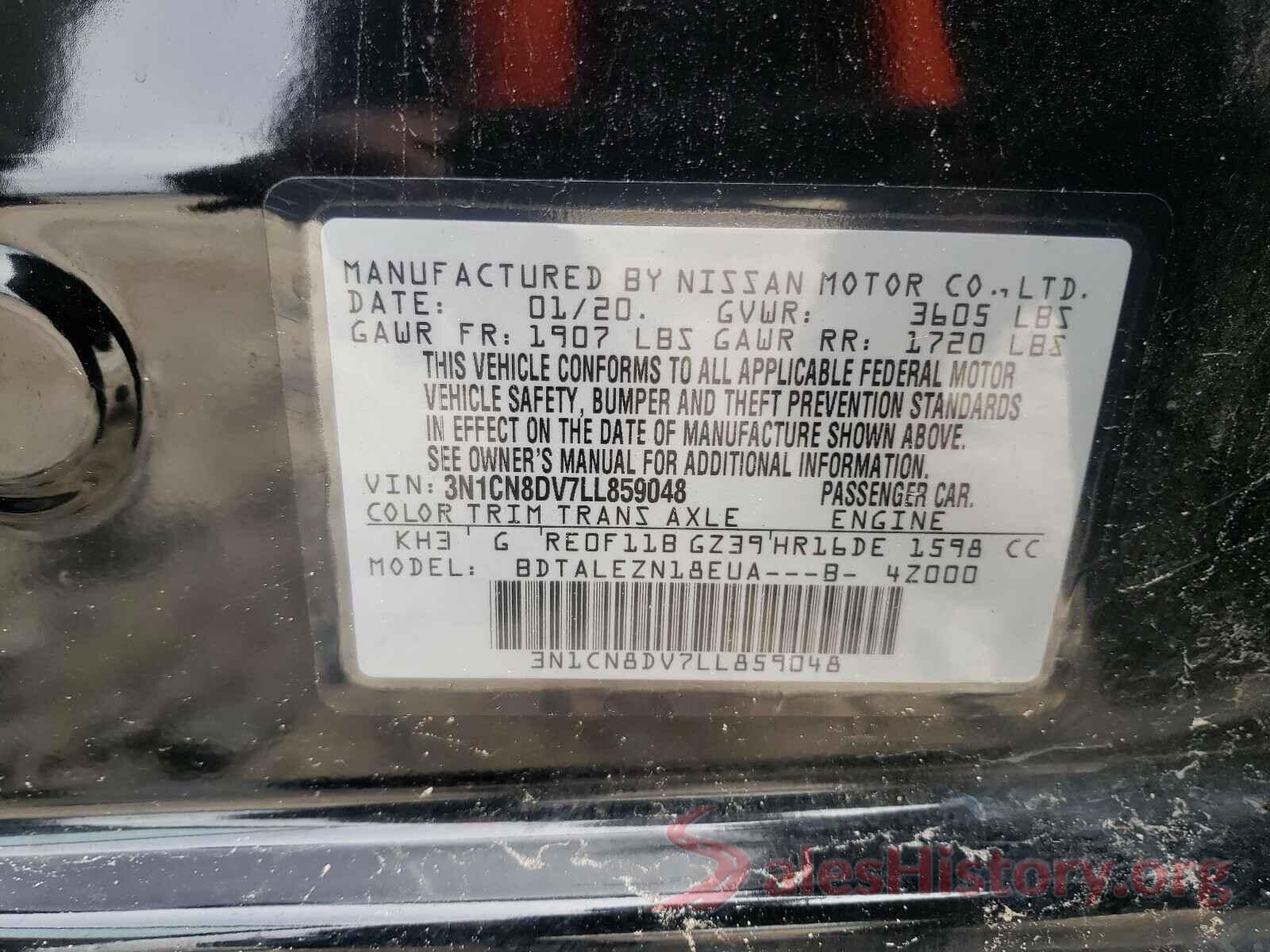 3N1CN8DV7LL859048 2020 NISSAN VERSA