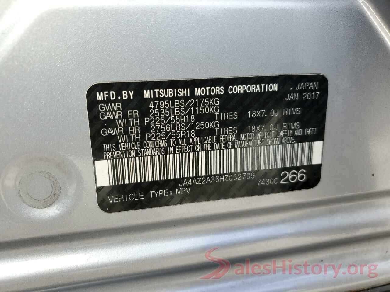 JA4AZ2A36HZ032709 2017 MITSUBISHI OUTLANDER