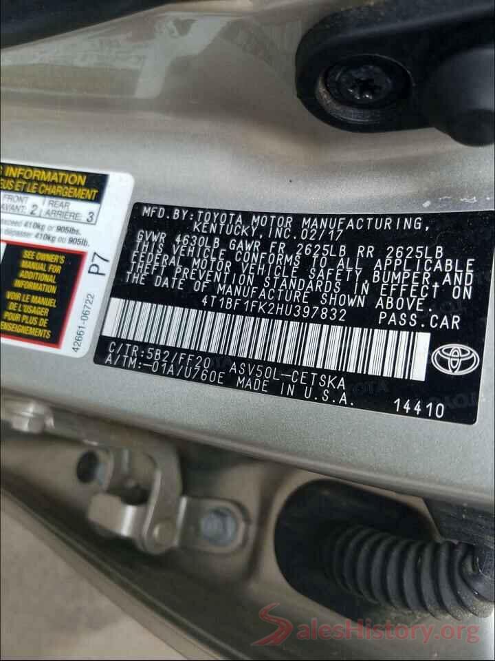 4T1BF1FK2HU397832 2017 TOYOTA CAMRY