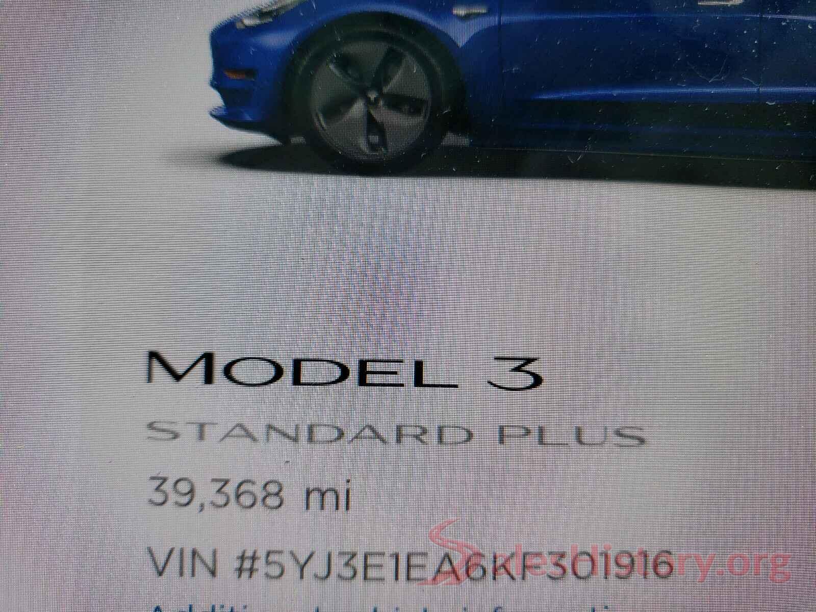 5YJ3E1EA6KF301916 2019 TESLA MODEL 3