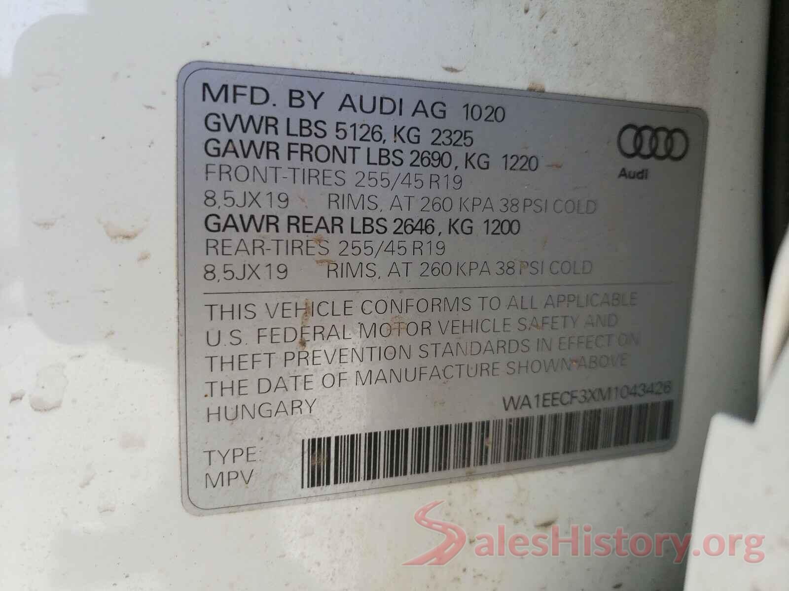 WA1EECF3XM1043426 2021 AUDI Q3