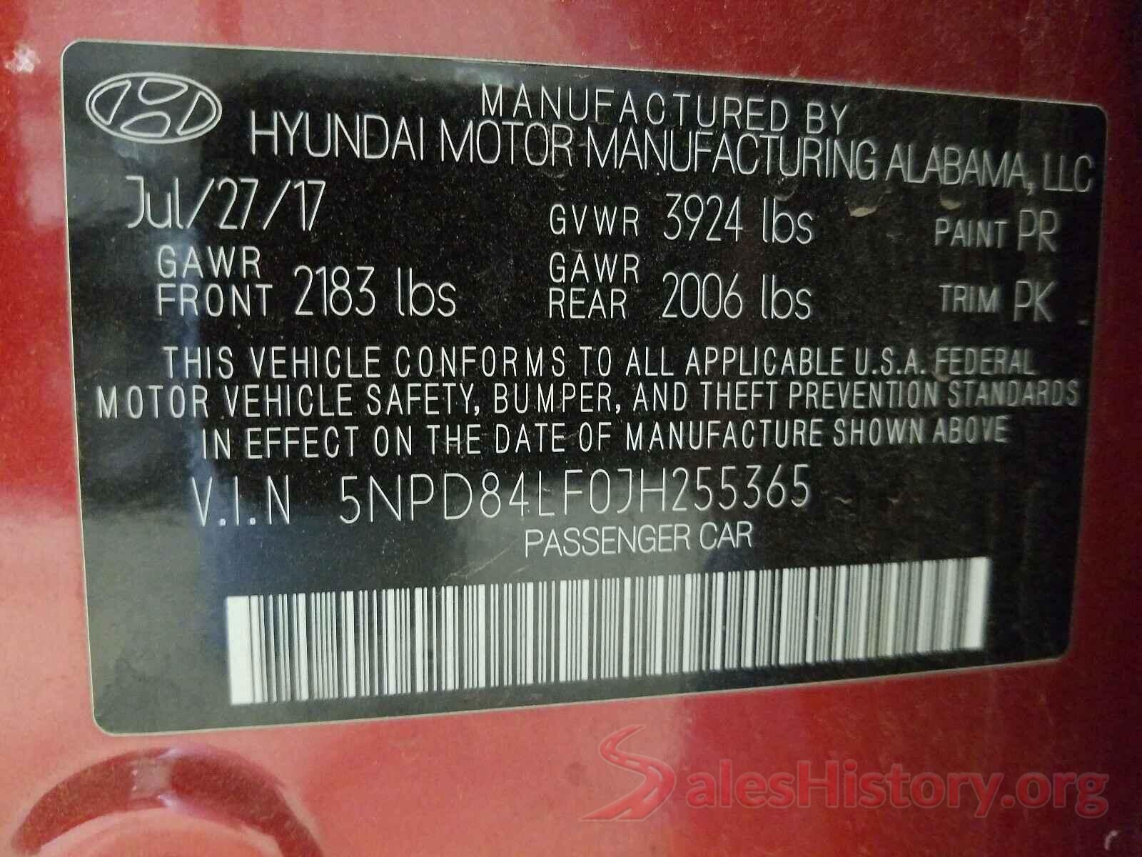 5NPD84LF0JH255365 2018 HYUNDAI ELANTRA