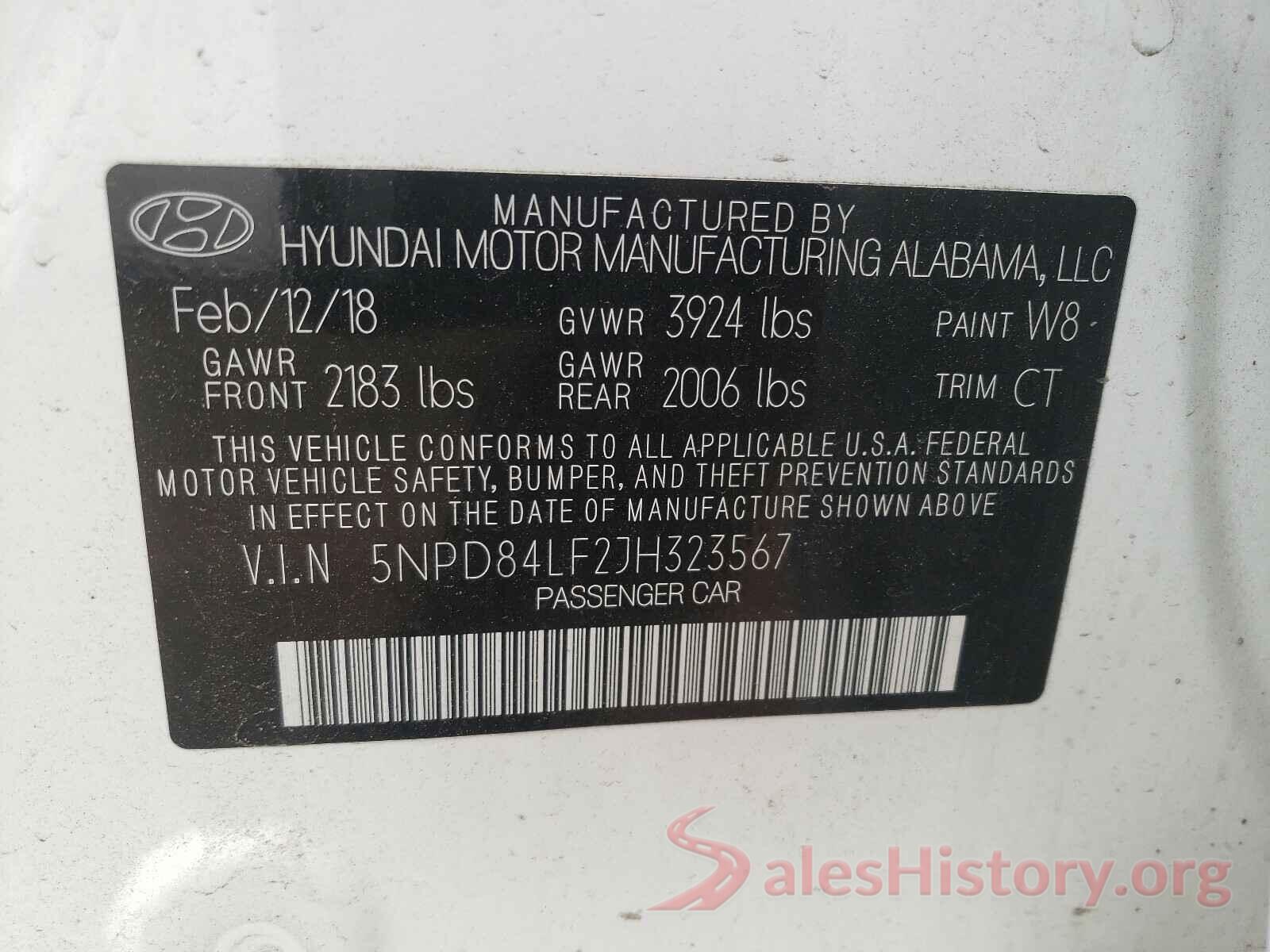 5NPD84LF2JH323567 2018 HYUNDAI ELANTRA