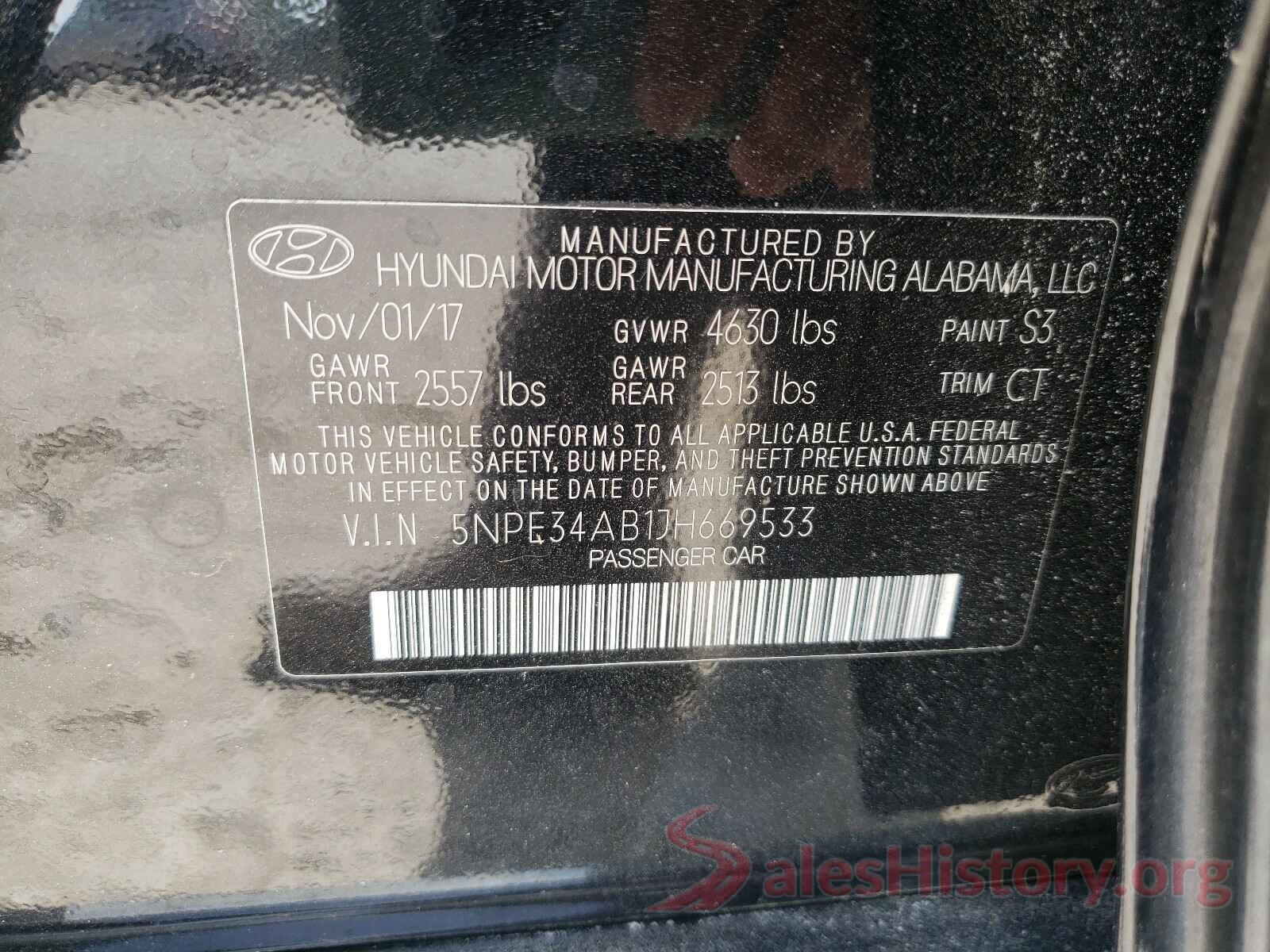 5NPE34AB1JH669533 2018 HYUNDAI SONATA