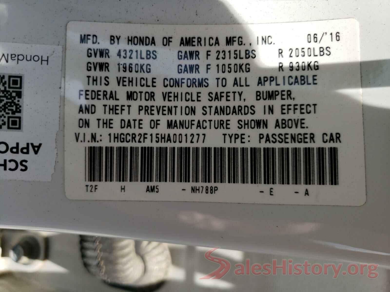 1HGCR2F15HA001277 2017 HONDA ACCORD