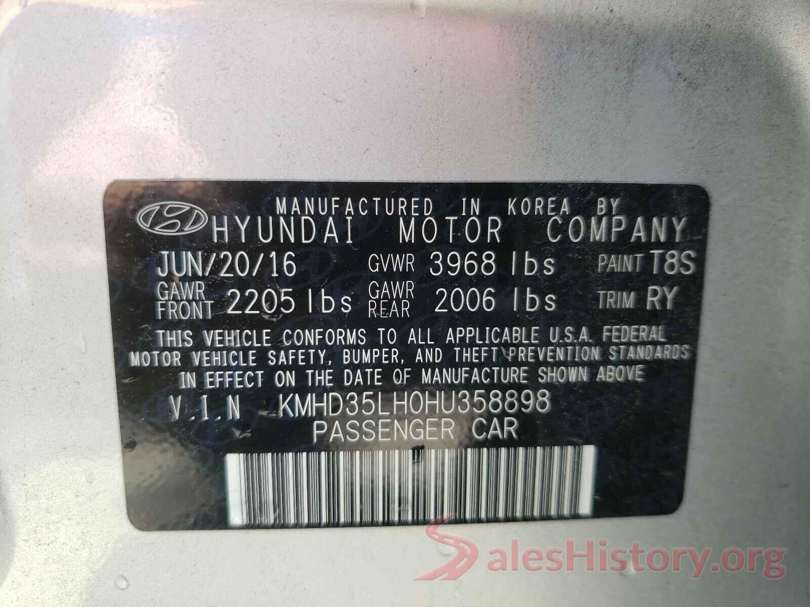 KMHD35LH0HU358898 2017 HYUNDAI ELANTRA