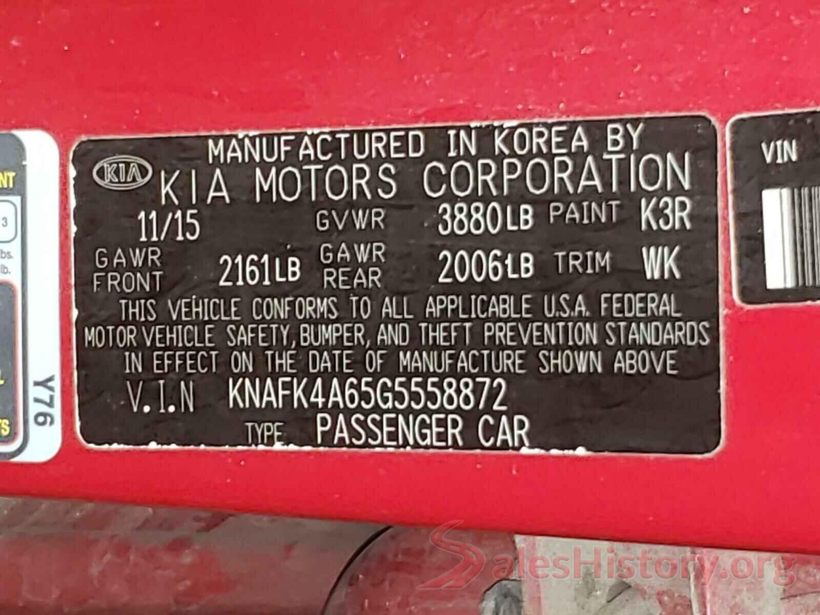 KNAFK4A65G5558872 2016 KIA FORTE