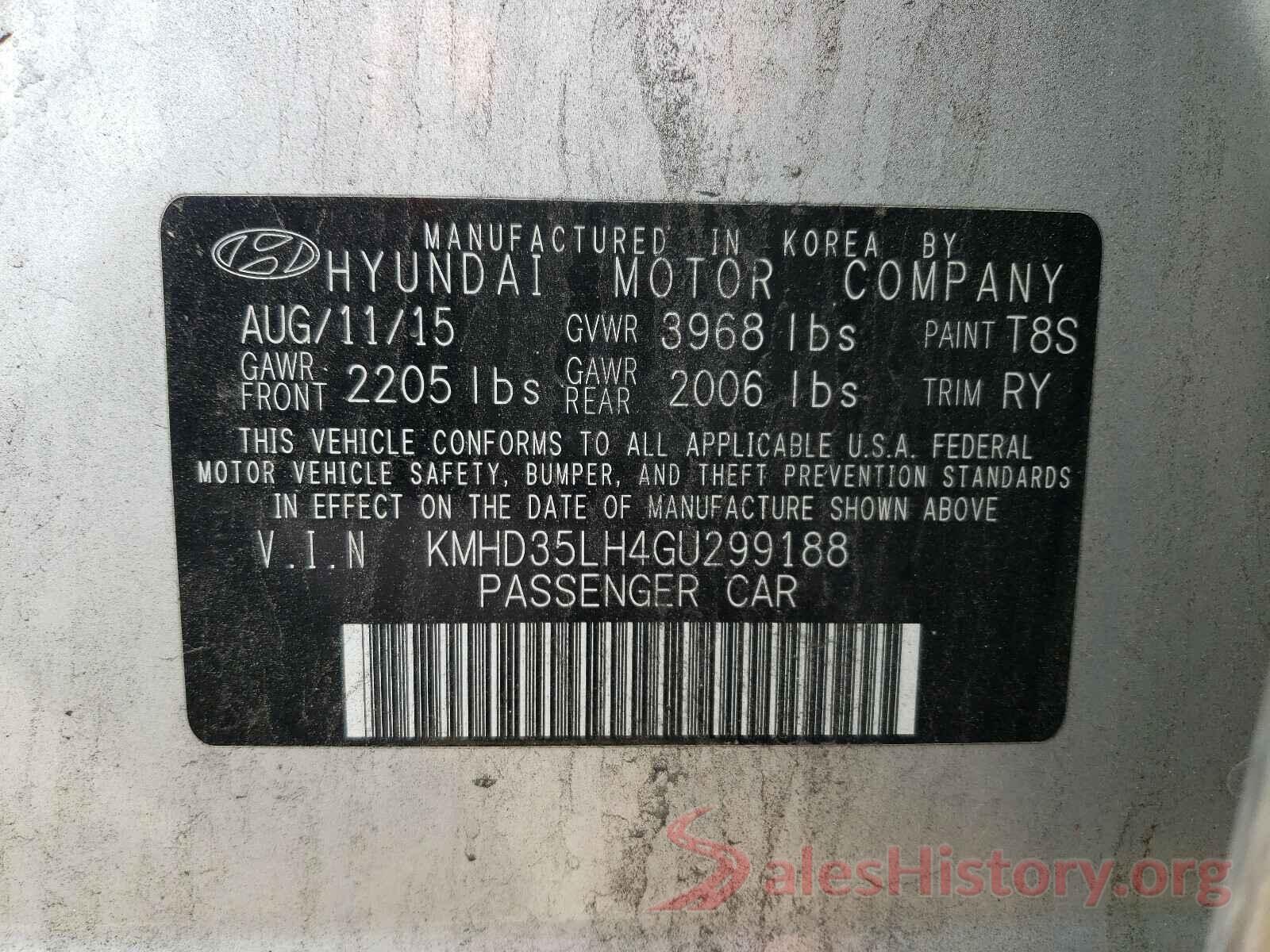 KMHD35LH4GU299188 2016 HYUNDAI ELANTRA