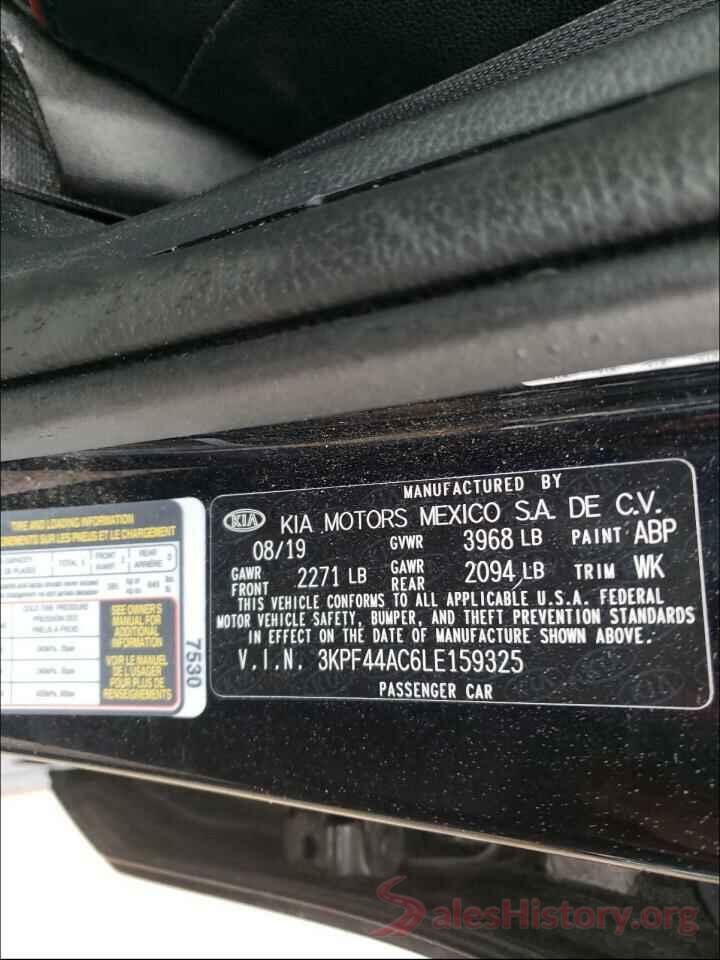 3KPF44AC6LE159325 2020 KIA FORTE