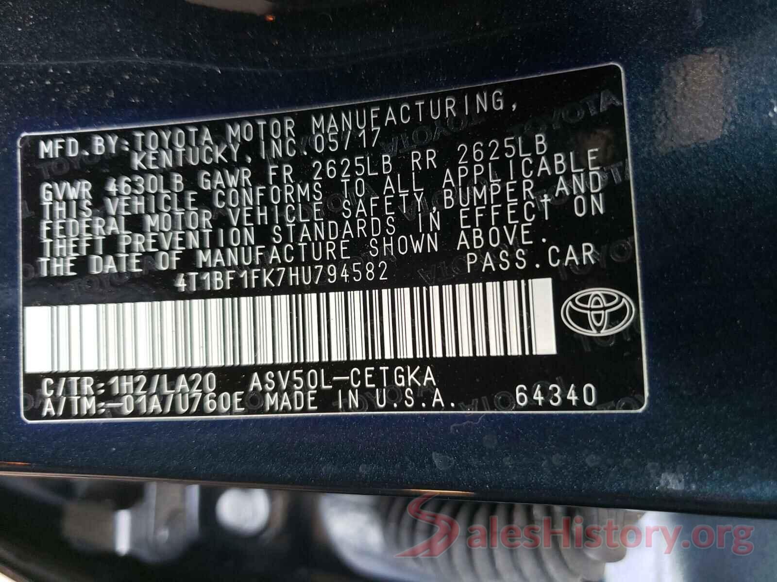 4T1BF1FK7HU794582 2017 TOYOTA CAMRY