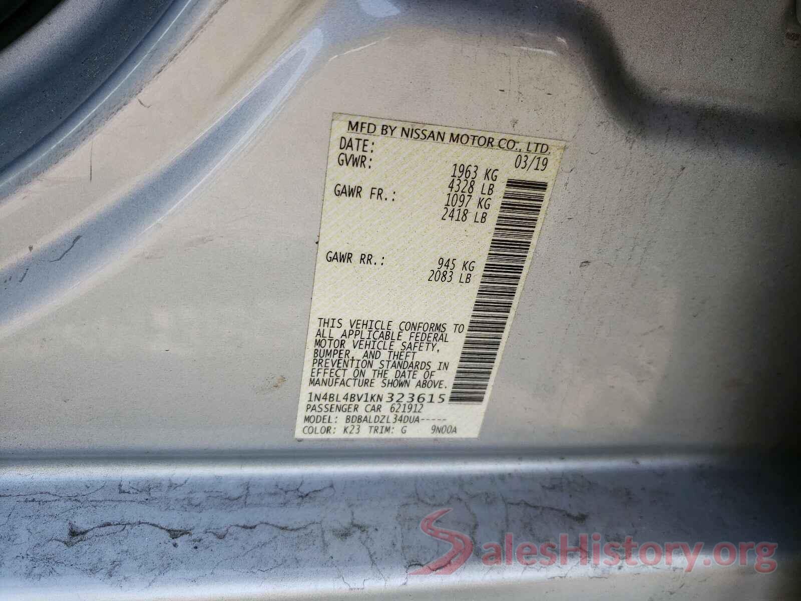 1N4BL4BV1KN323615 2019 NISSAN ALTIMA