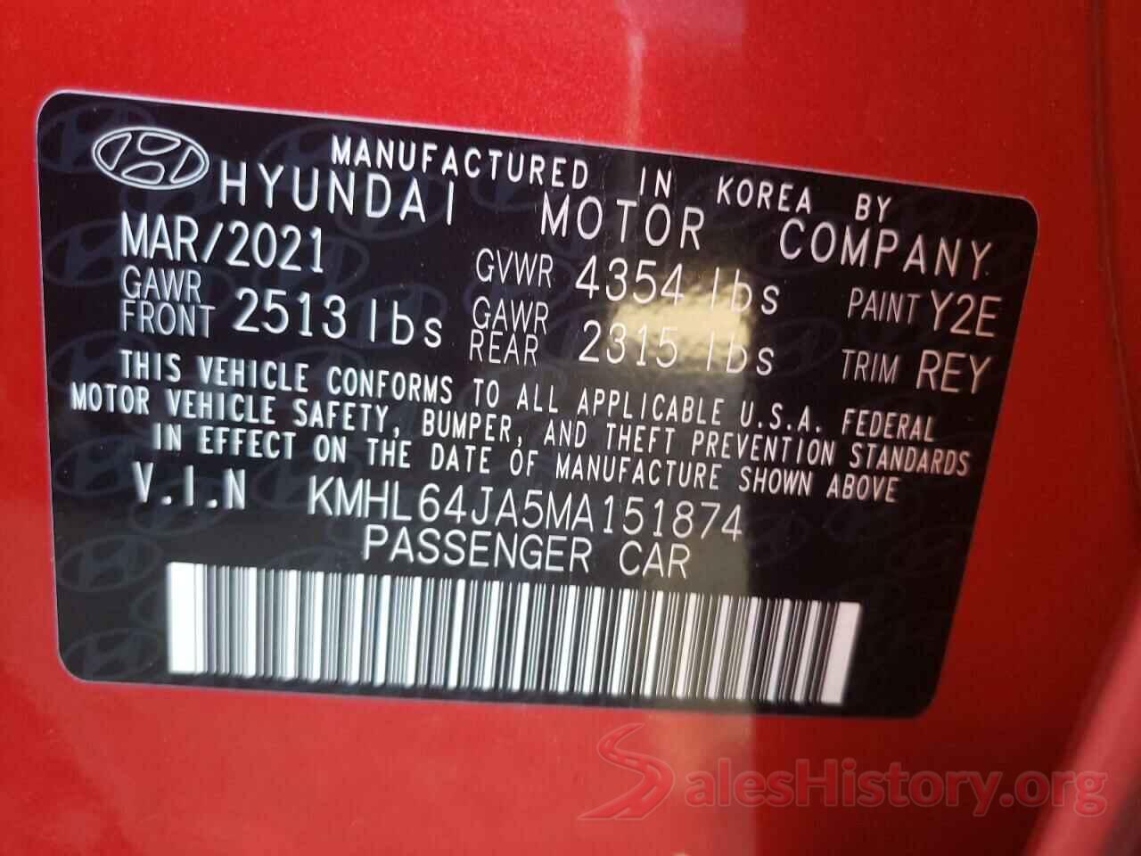 KMHL64JA5MA151874 2021 HYUNDAI SONATA