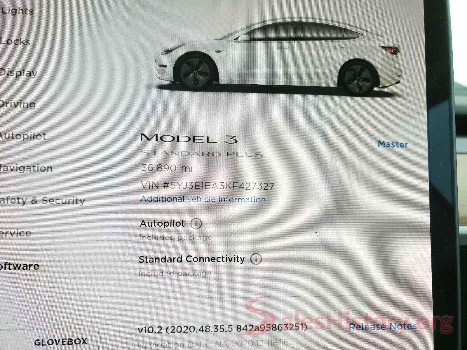 5YJ3E1EA3KF427327 2019 TESLA MODEL 3