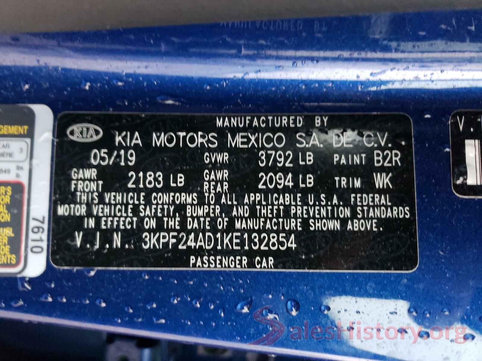 3KPF24AD1KE132854 2019 KIA FORTE