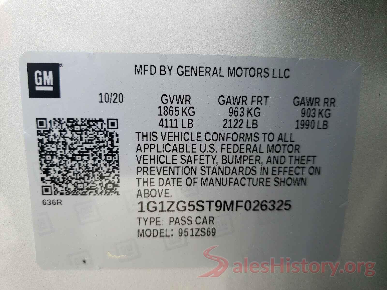 1G1ZG5ST9MF026325 2021 CHEVROLET MALIBU