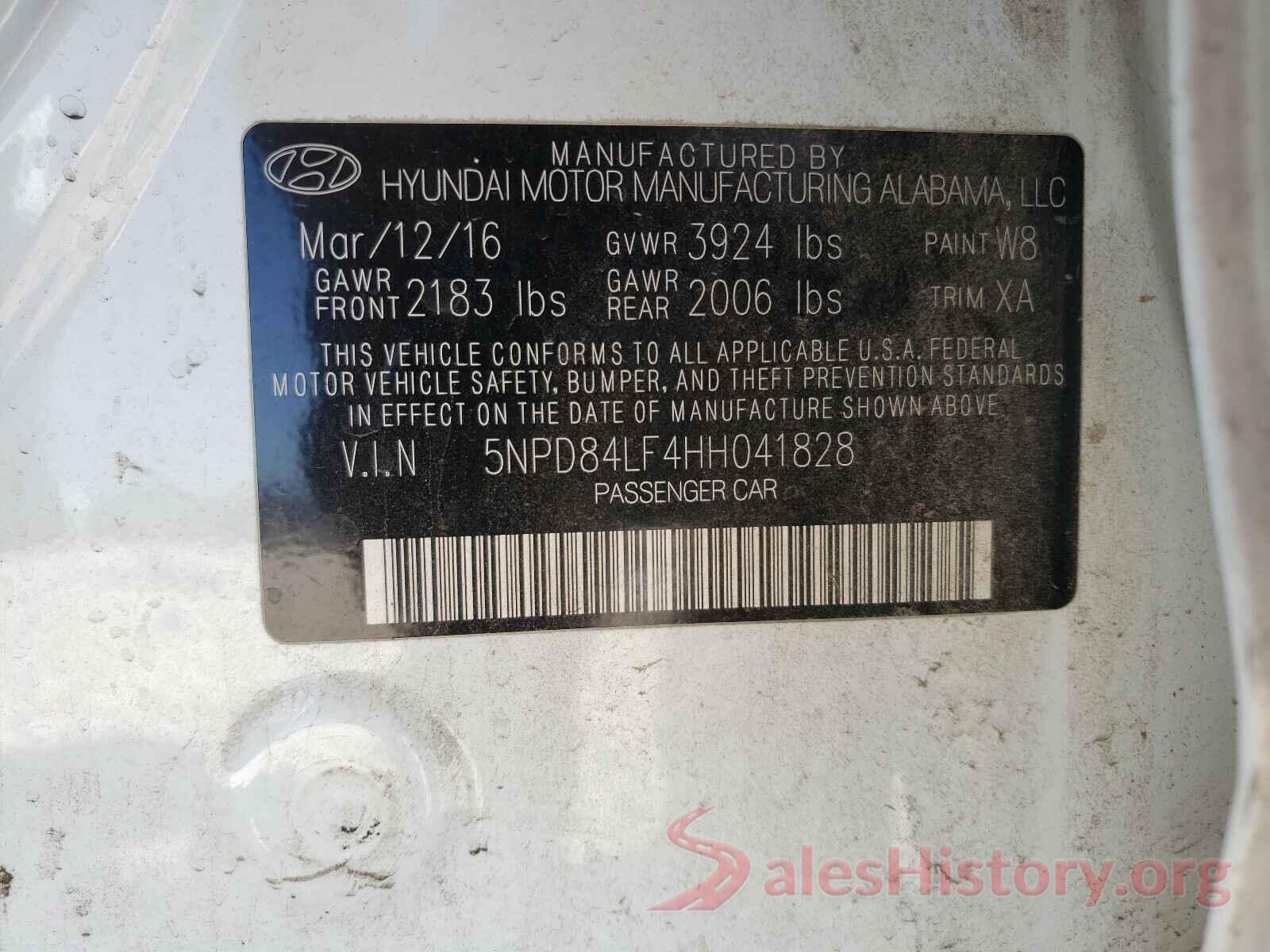 5NPD84LF4HH041828 2017 HYUNDAI ELANTRA