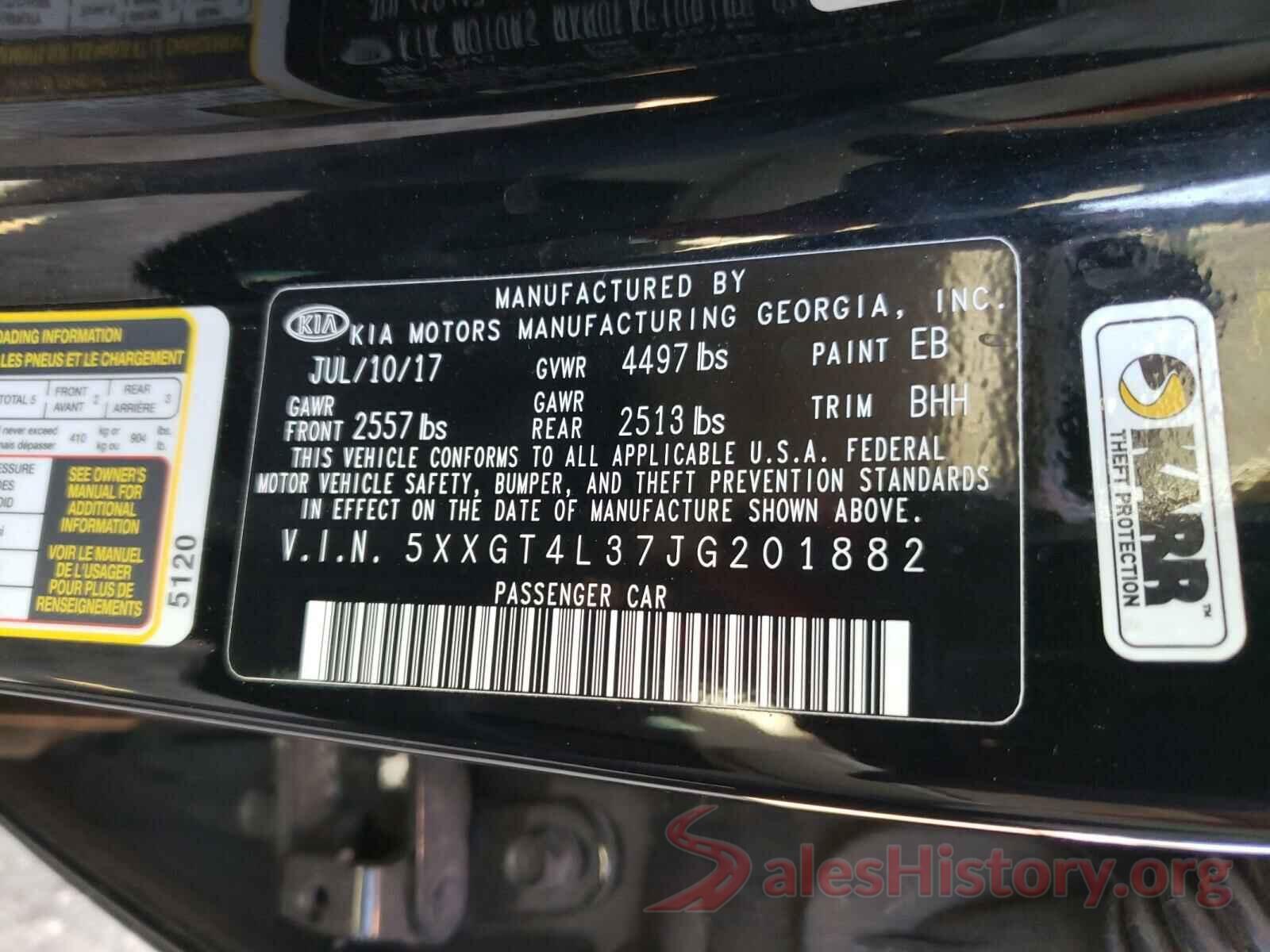 5XXGT4L37JG201882 2018 KIA OPTIMA