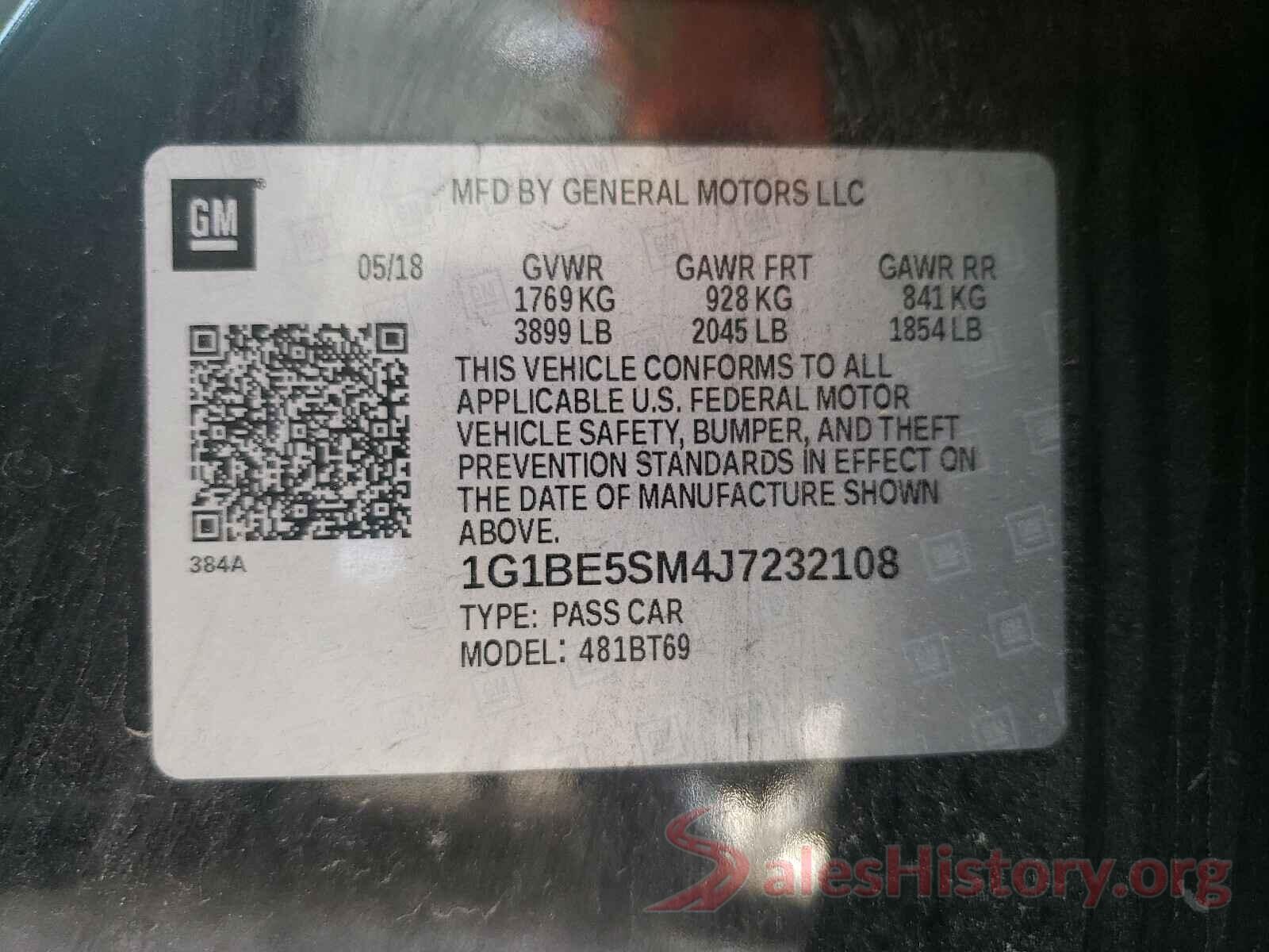 1G1BE5SM4J7232108 2018 CHEVROLET CRUZE