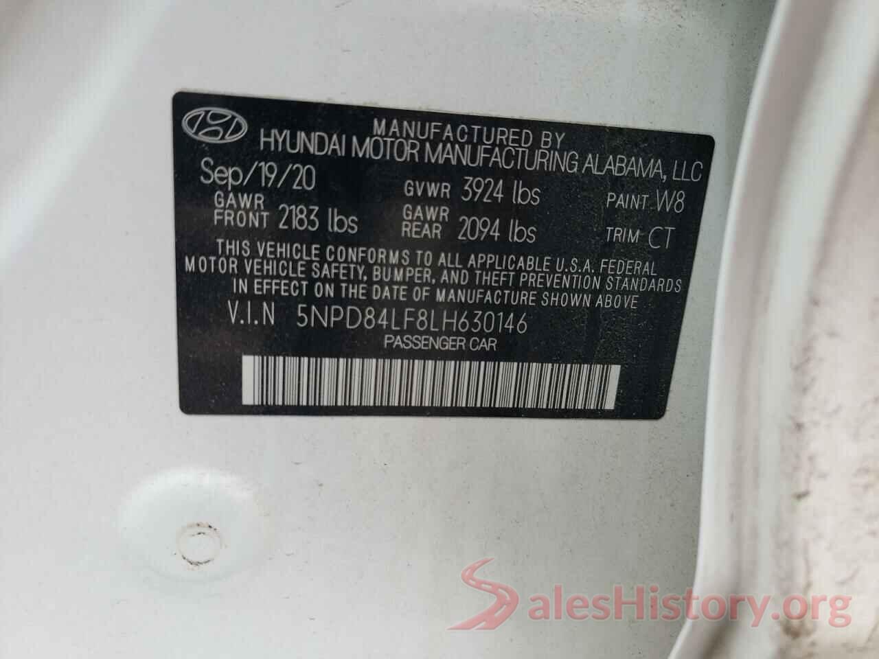 5NPD84LF8LH630146 2020 HYUNDAI ELANTRA