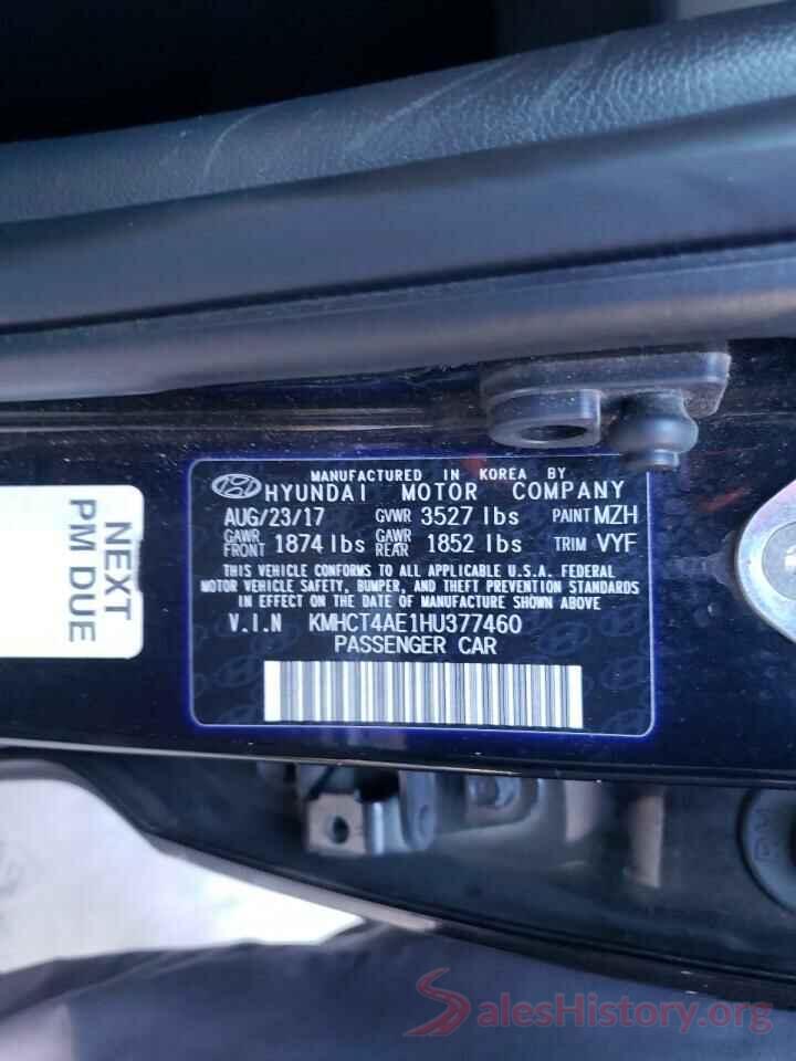 KMHCT4AE1HU377460 2017 HYUNDAI ACCENT