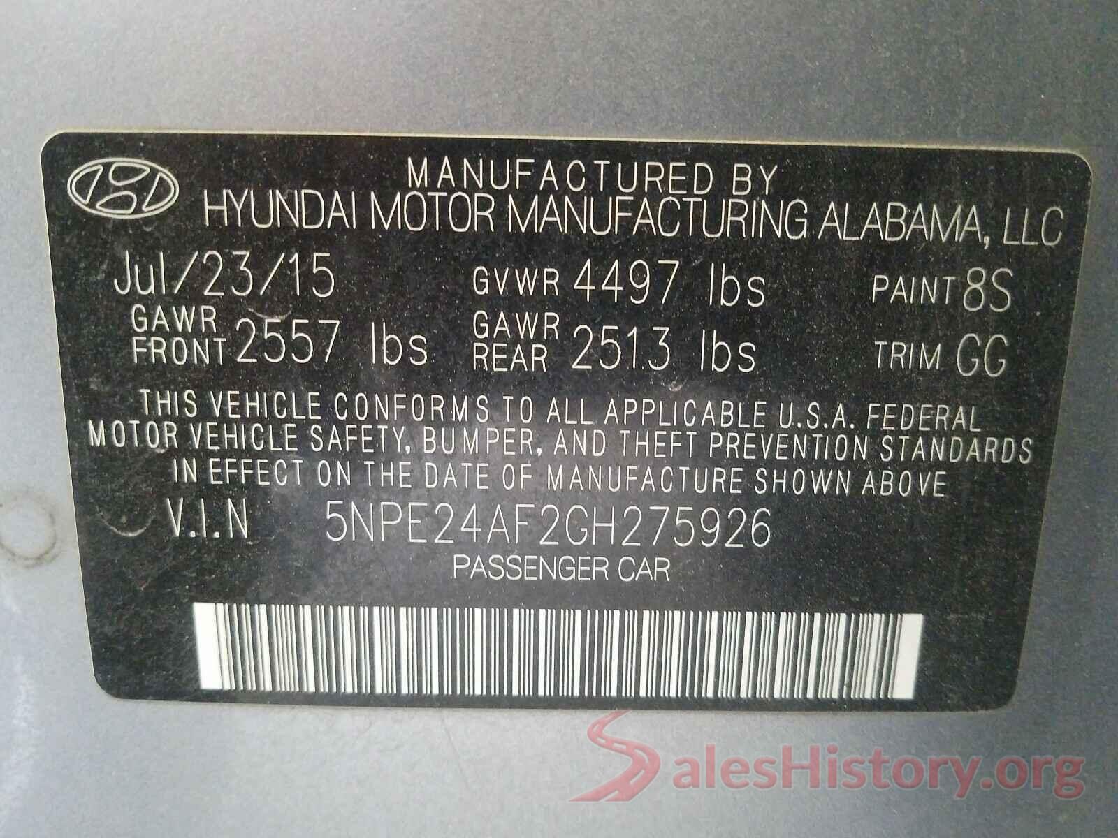 5NPE24AF2GH275926 2016 HYUNDAI SONATA