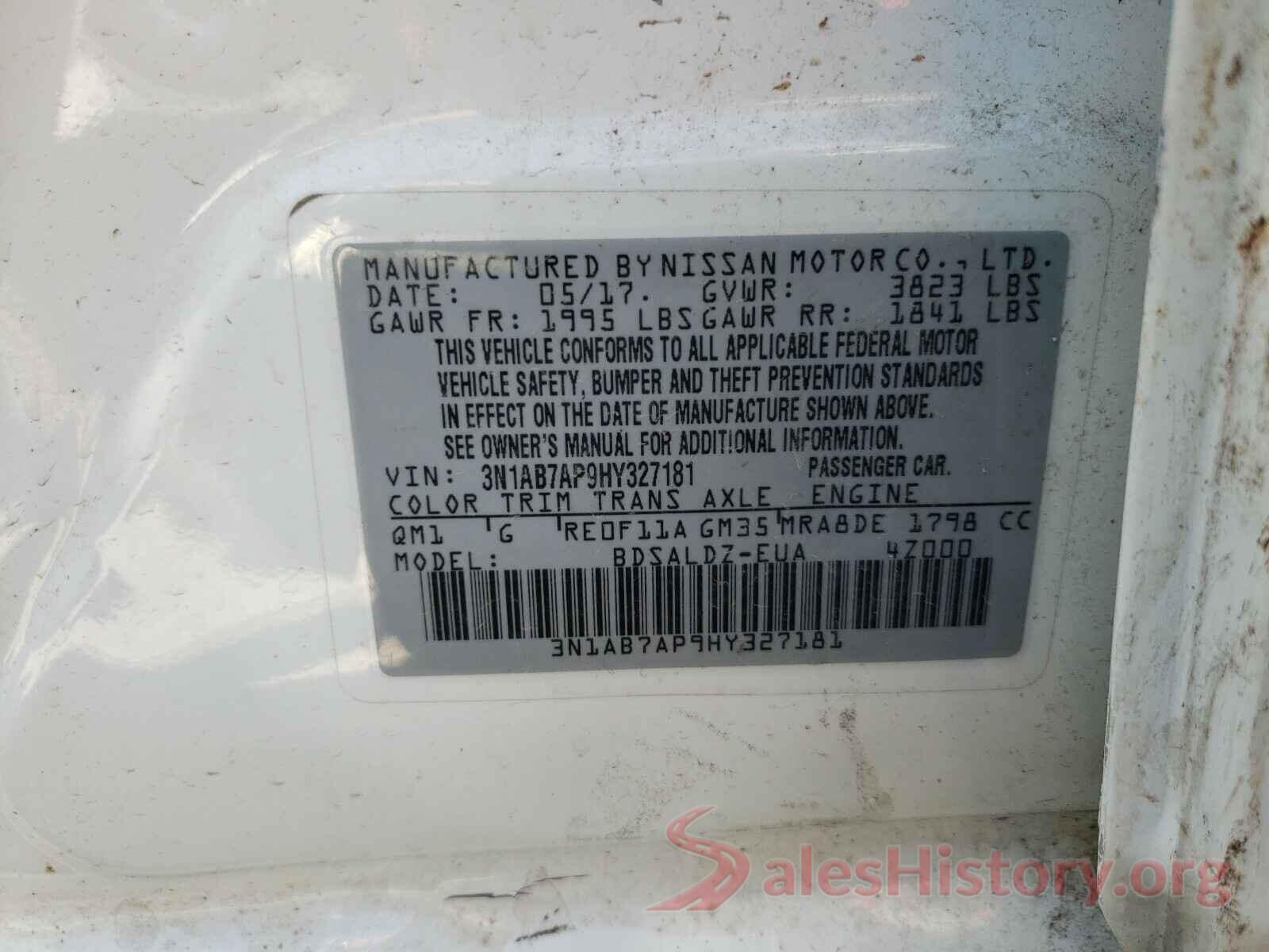 3N1AB7AP9HY327181 2017 NISSAN SENTRA