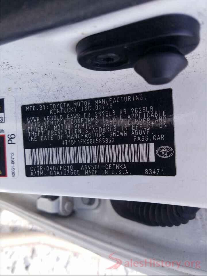 4T1BF1FKXGU585853 2016 TOYOTA CAMRY