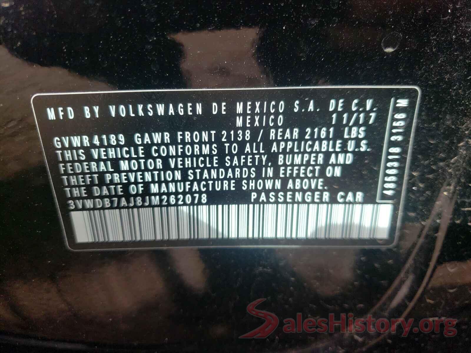 3VWDB7AJ8JM262078 2018 VOLKSWAGEN JETTA