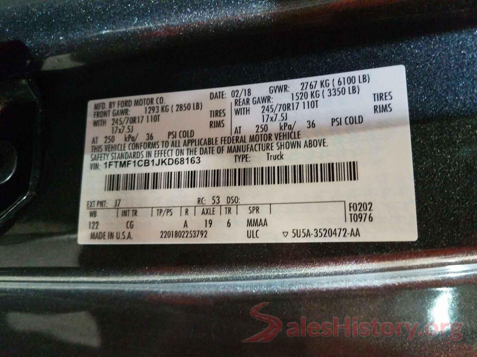 1FTMF1CB1JKD68163 2018 FORD F150