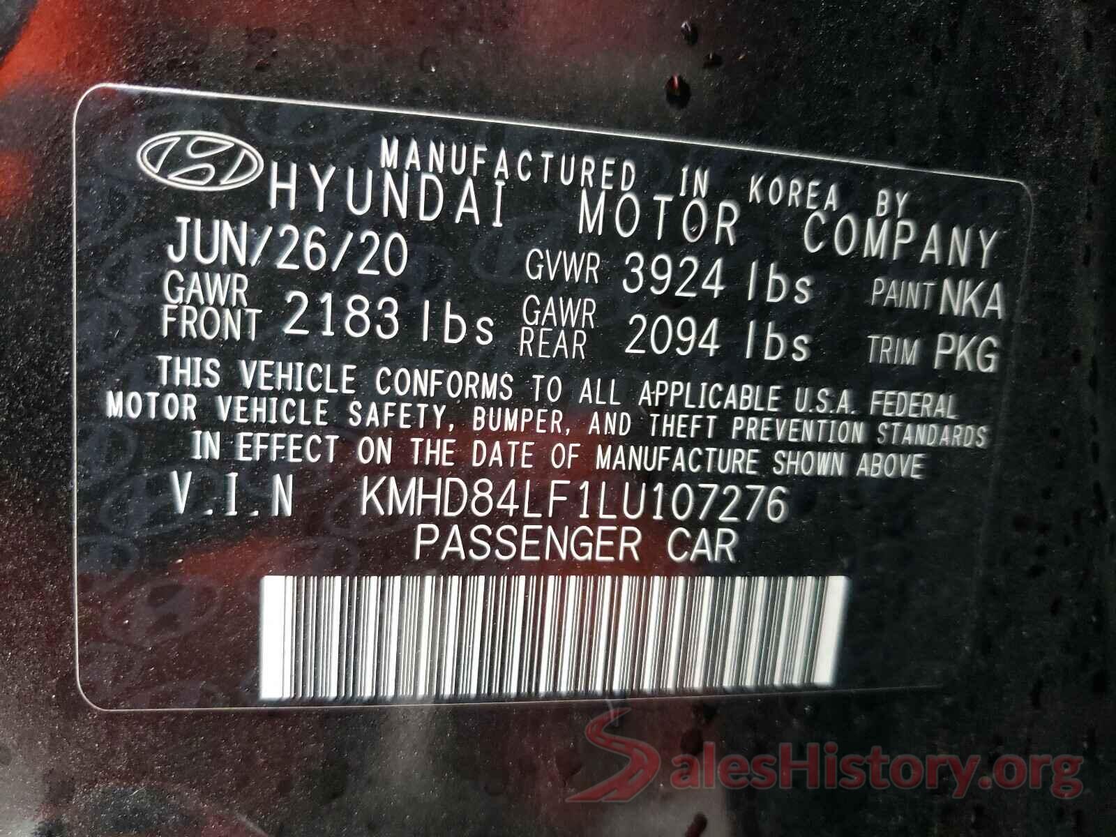 KMHD84LF1LU107276 2020 HYUNDAI ELANTRA