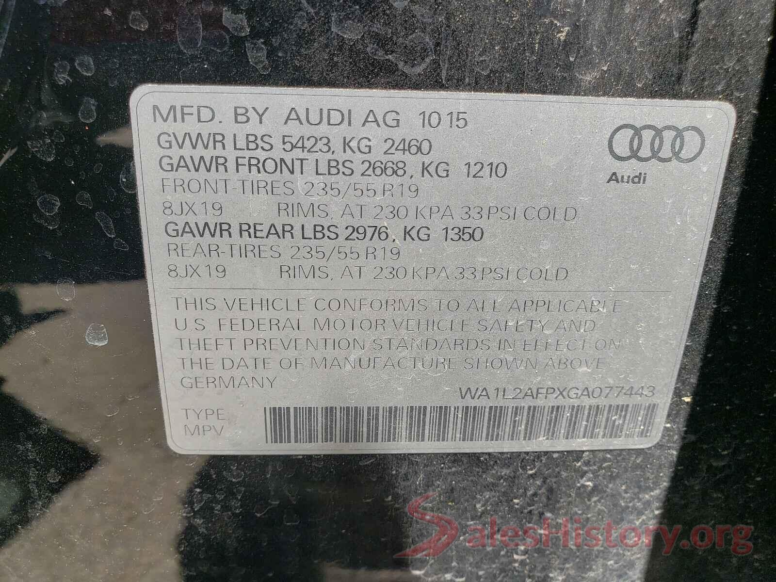 WA1L2AFPXGA077443 2016 AUDI Q5