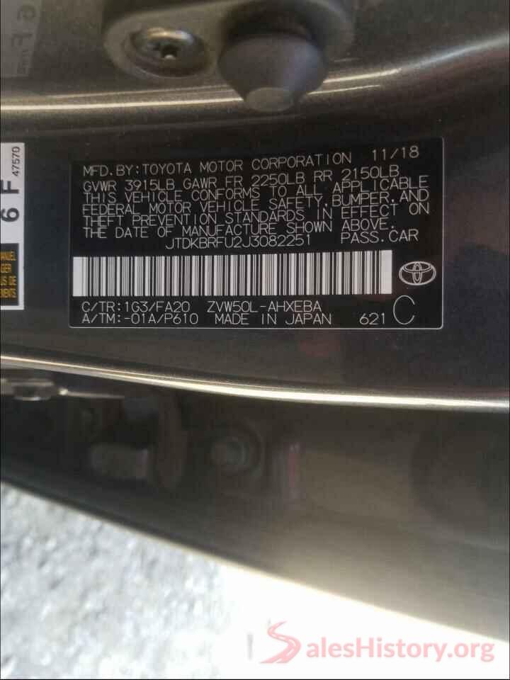 JTDKBRFU2J3082251 2018 TOYOTA PRIUS