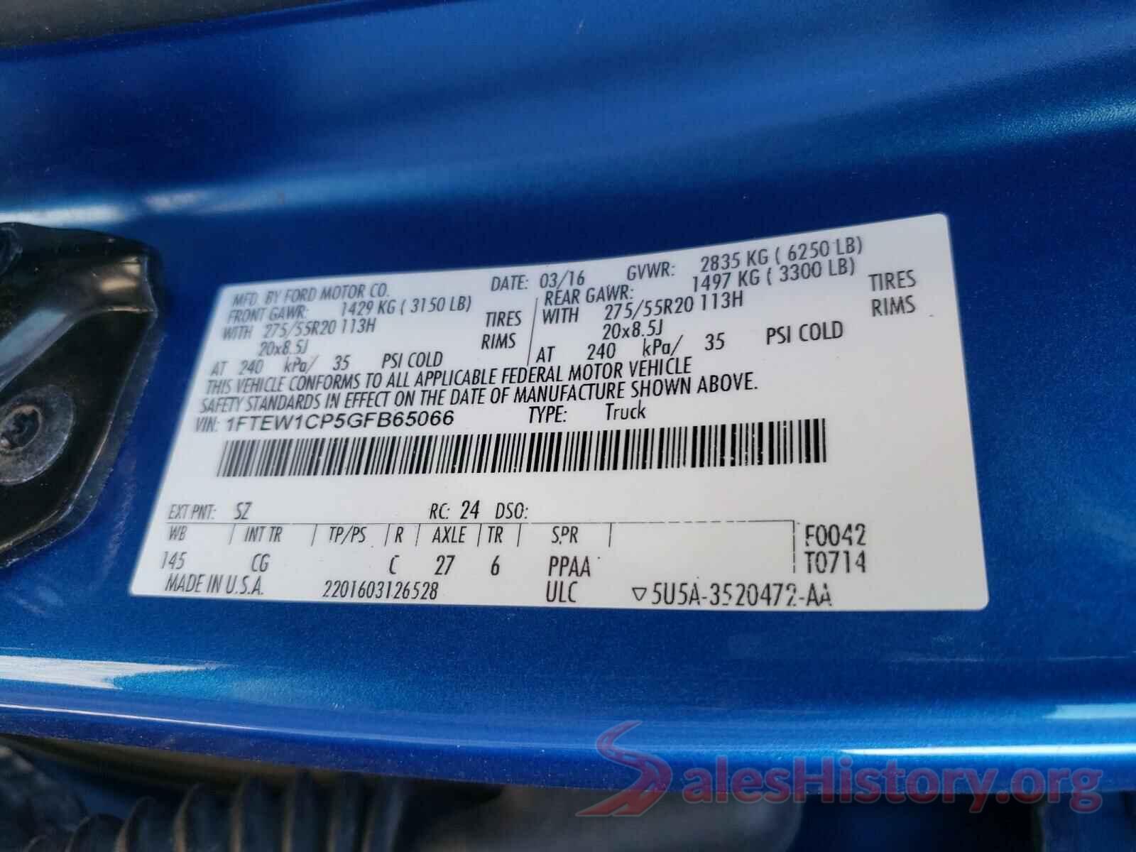 1FTEW1CP5GFB65066 2016 FORD F150