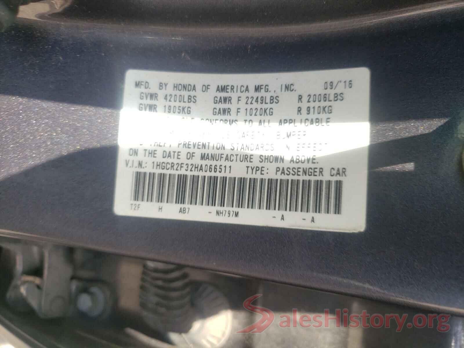 1HGCR2F32HA066511 2017 HONDA ACCORD