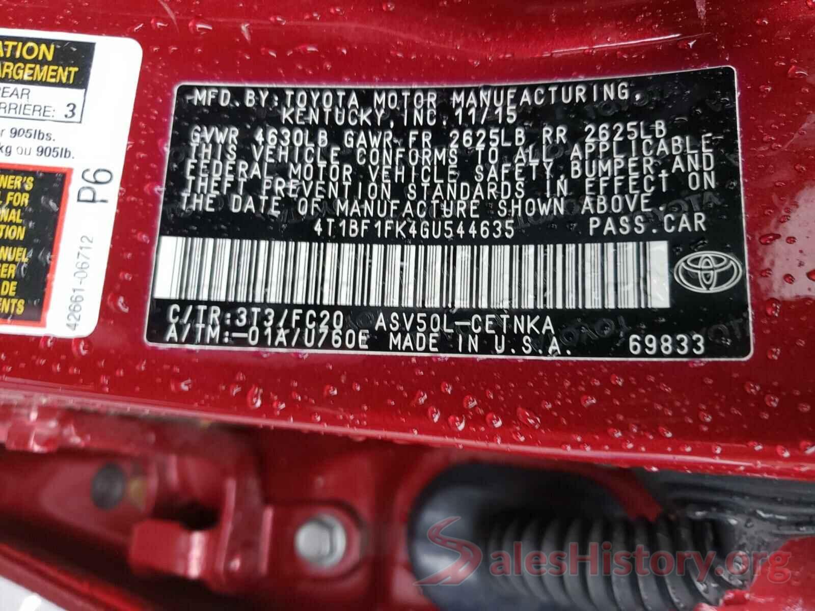 4T1BF1FK4GU544635 2016 TOYOTA CAMRY