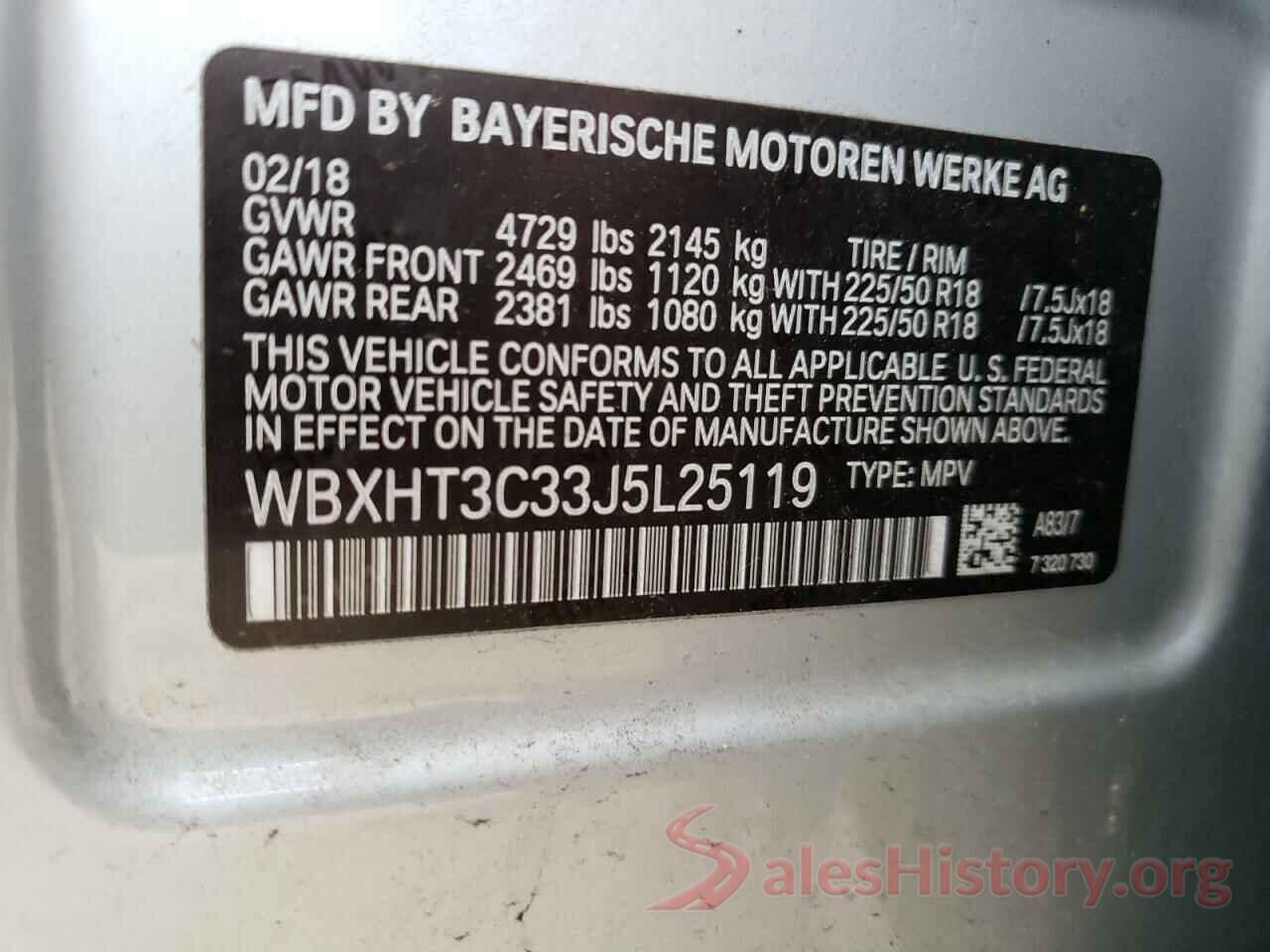 WBXHT3C33J5L25119 2018 BMW X1