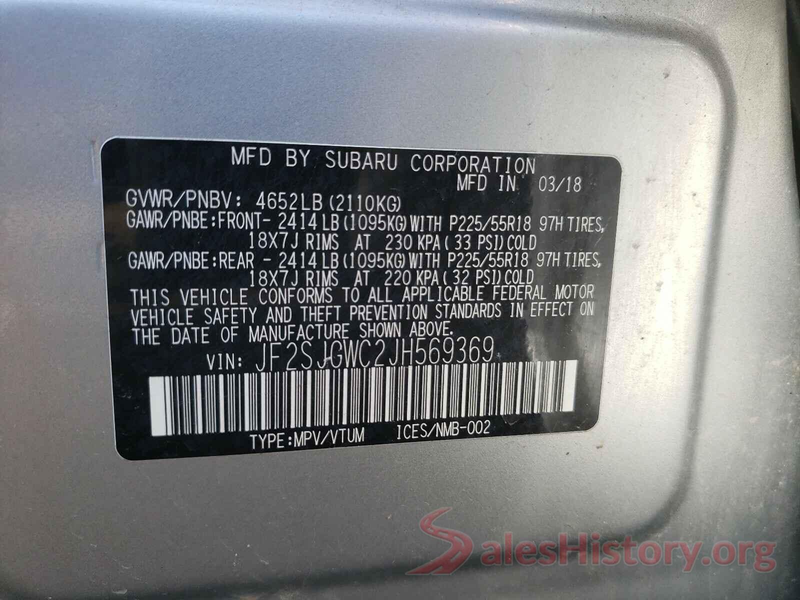 JF2SJGWC2JH569369 2018 SUBARU FORESTER