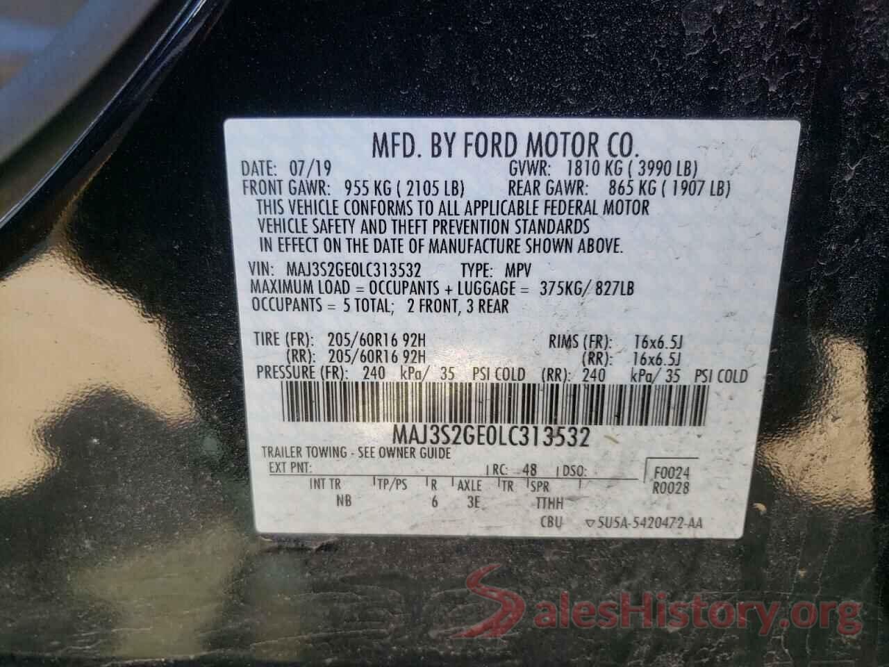 MAJ3S2GE0LC313532 2020 FORD ECOSPORT