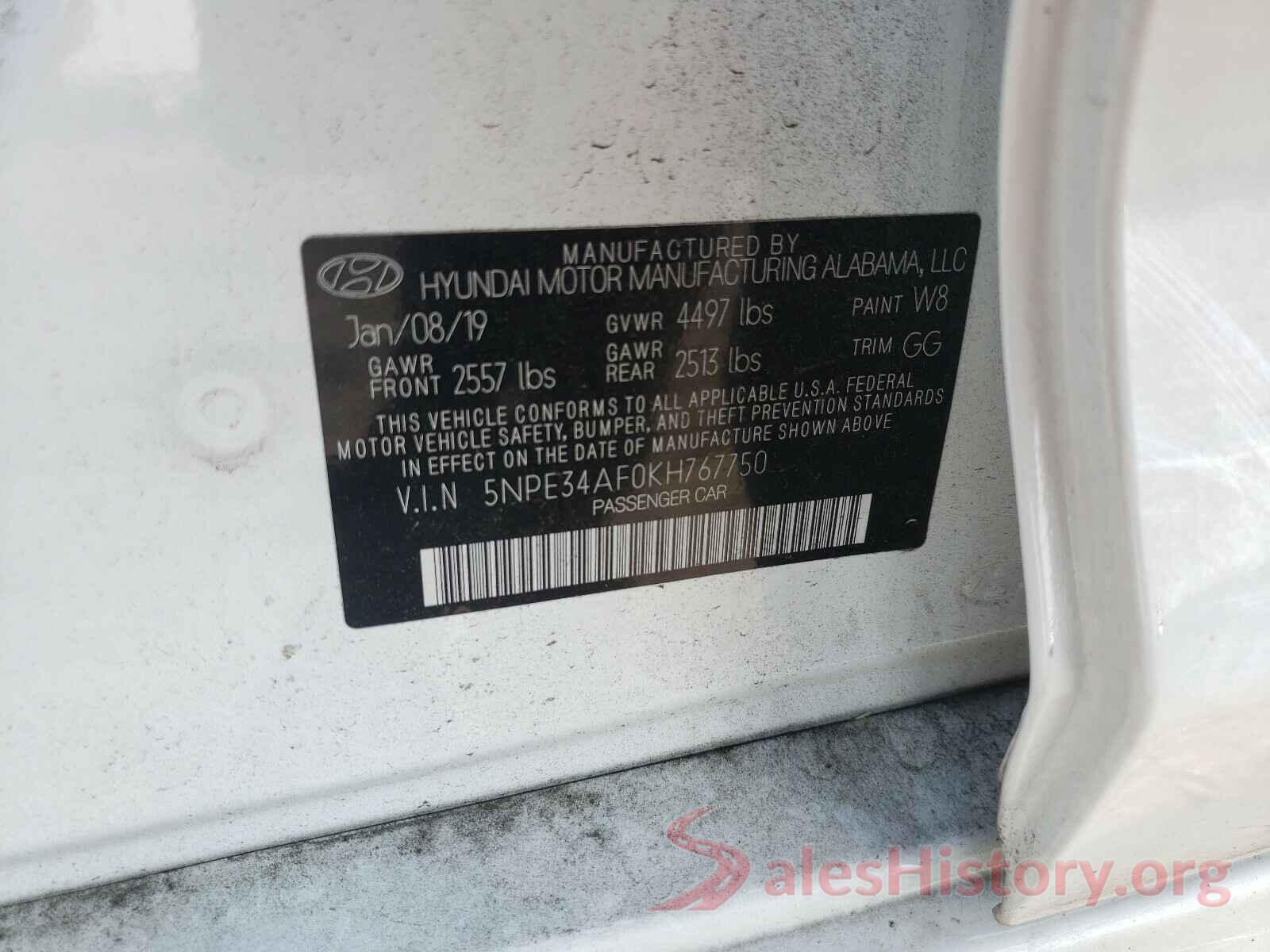 5NPE34AF0KH767750 2019 HYUNDAI SONATA