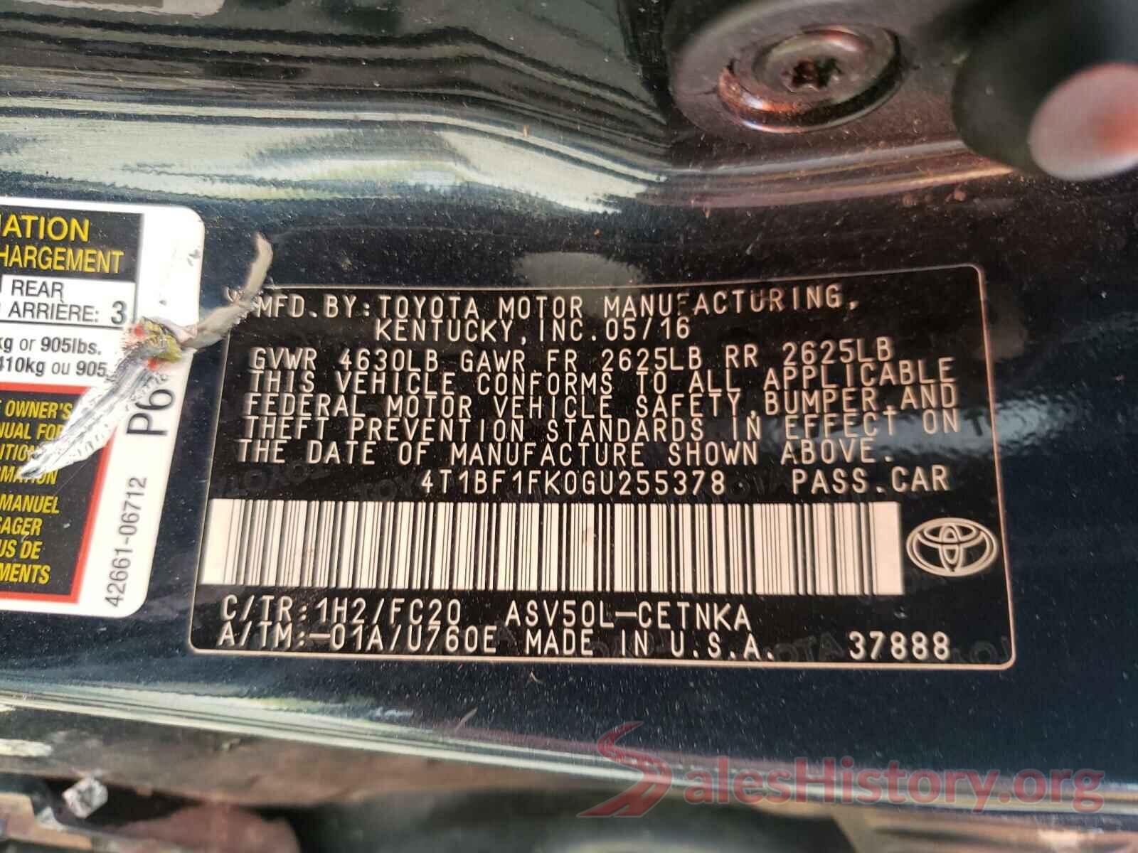 4T1BF1FK0GU255378 2016 TOYOTA CAMRY